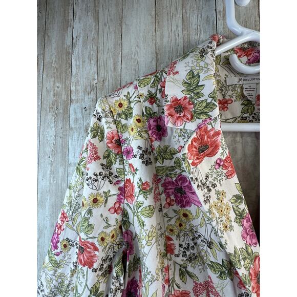 JM Collection Blazer Jacket Womens 12 Cream Green 3‎ Button Stretch Cottagecore - Picture 4 of 9